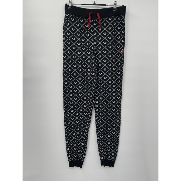 True Religion Kids  Allover Logo Joggers Black Size XL - Picture 1 of 5
